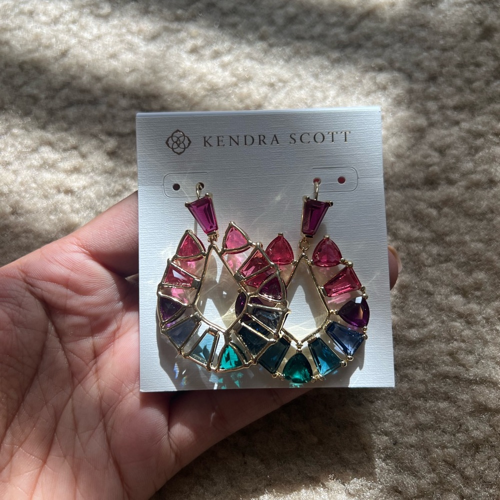 NEW Kendra Scott Blair Gold Jewel Open Frame Earrings in Multi Mix